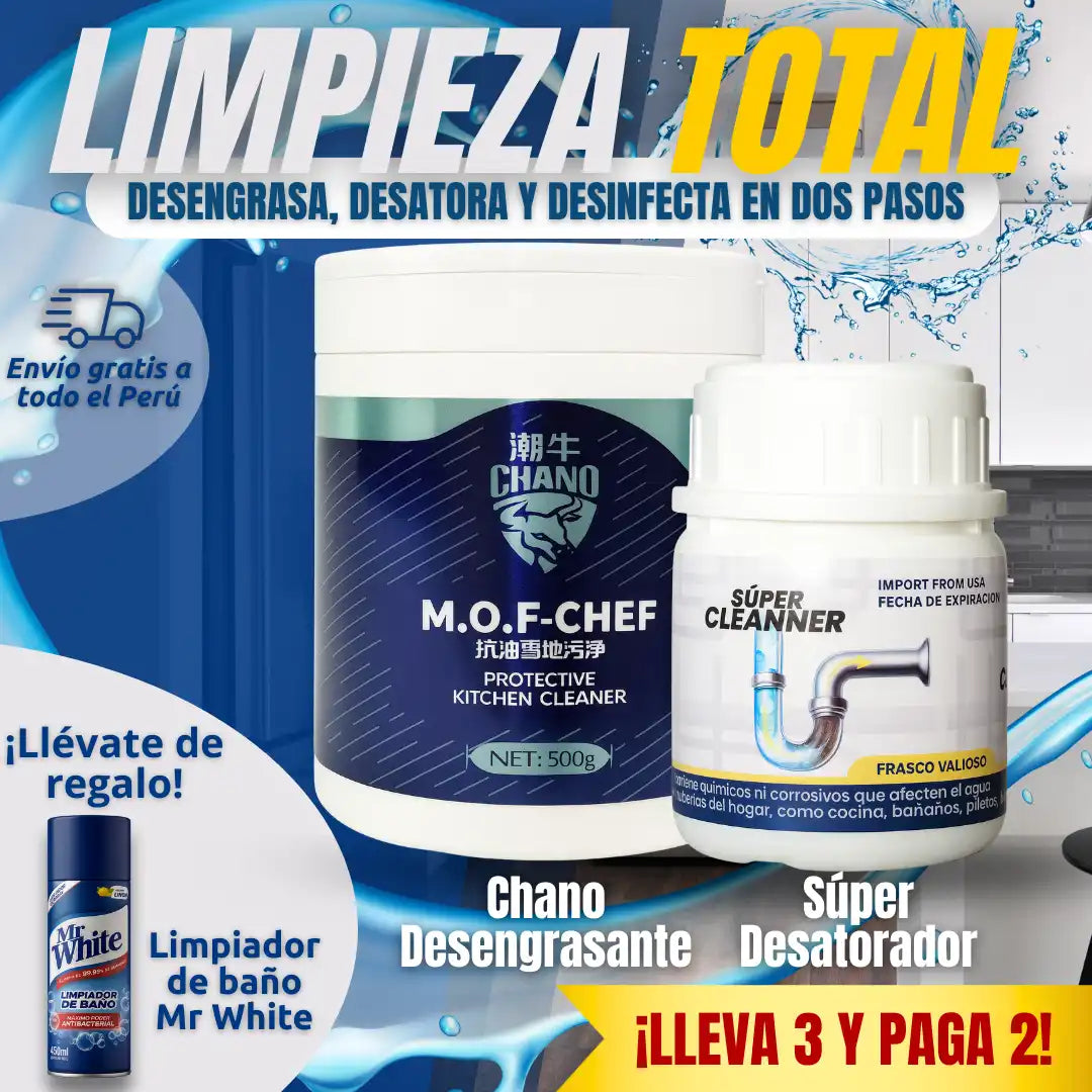Limpieza Profunda: Chano desengrasante + Súper desatorador