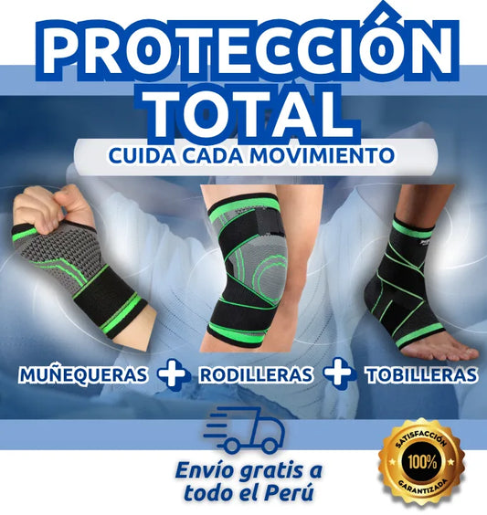 COMBO PROTECCIÓN TOTAL: MUÑEQUERA + RODILLERA + TOBILLERA + ENVÍO GRATIS A TODO EL PERÚ