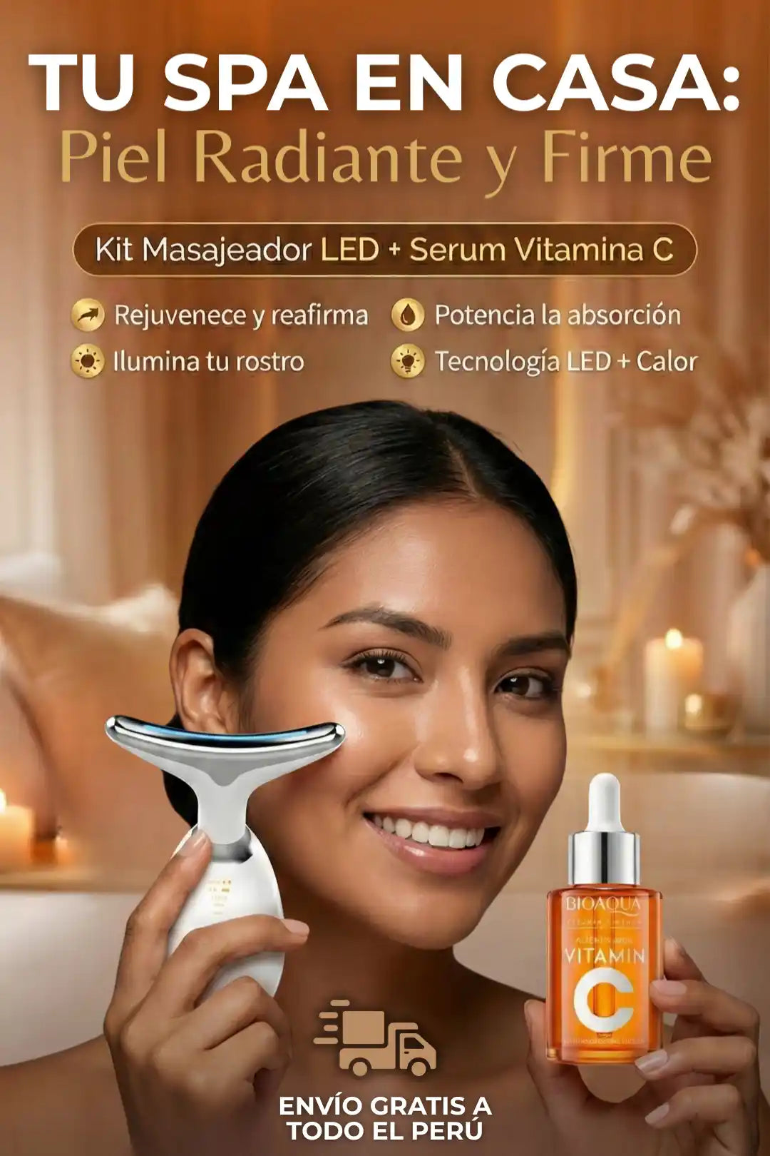 Masajeador Luz Led + Serum Vitamina C