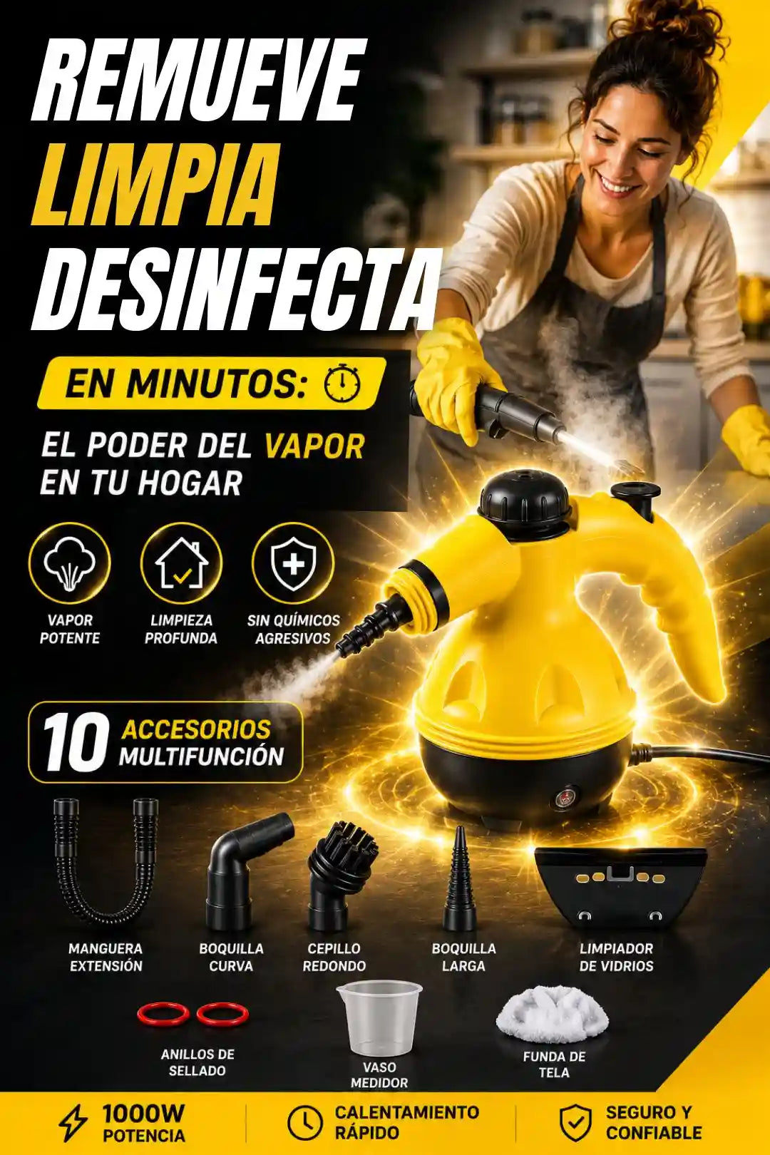 Limpiador a Vapor: Tu hogar limpio en pocos minutos.