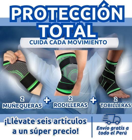 COMBO PROTECCIÓN TOTAL: MUÑEQUERA + RODILLERA + TOBILLERA + ENVÍO GRATIS A TODO EL PERÚ