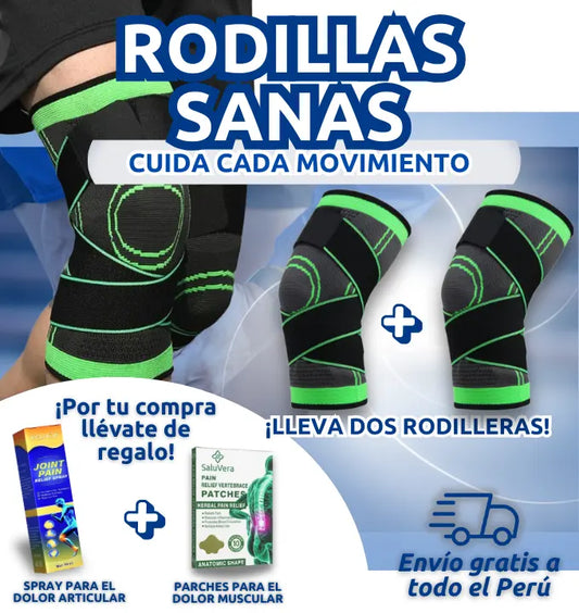 DOS RODILLERAS + SPRAY PARA EL DOLOR ARTICULAR (DE REGALO) + PARCHES PARA EL DOLOR MUSCULAR (DE REGALO) + ENVÍO GRATIS A TODO EL PERÚ