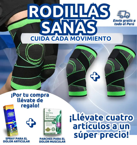 Dos rodilleras + Spray para el dolor articular (De regalo) + Parches para el dolor muscular (De regalo)