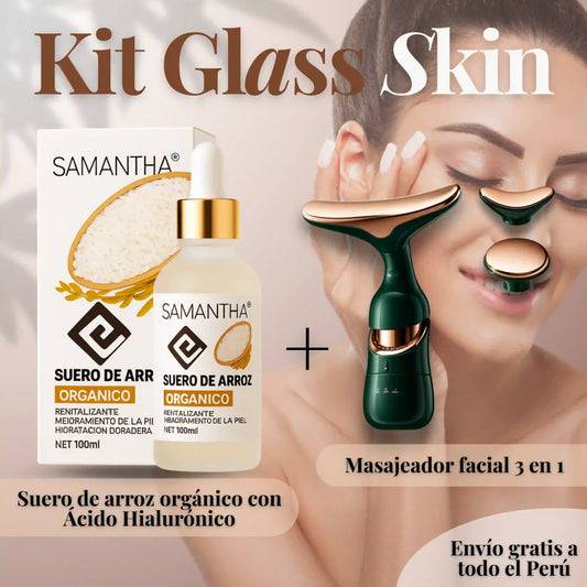 Kit Suero de Arroz Orgánico Samantha + Masajeador facial 3 en 1