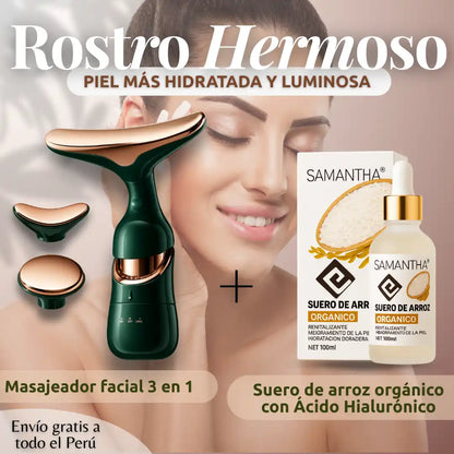 Kit Suero de Arroz Orgánico + Masajeador facial 3 en 1