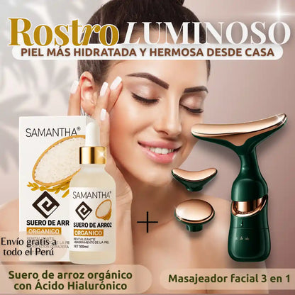 Kit Suero de Arroz Orgánico + Masajeador facial 3 en 1